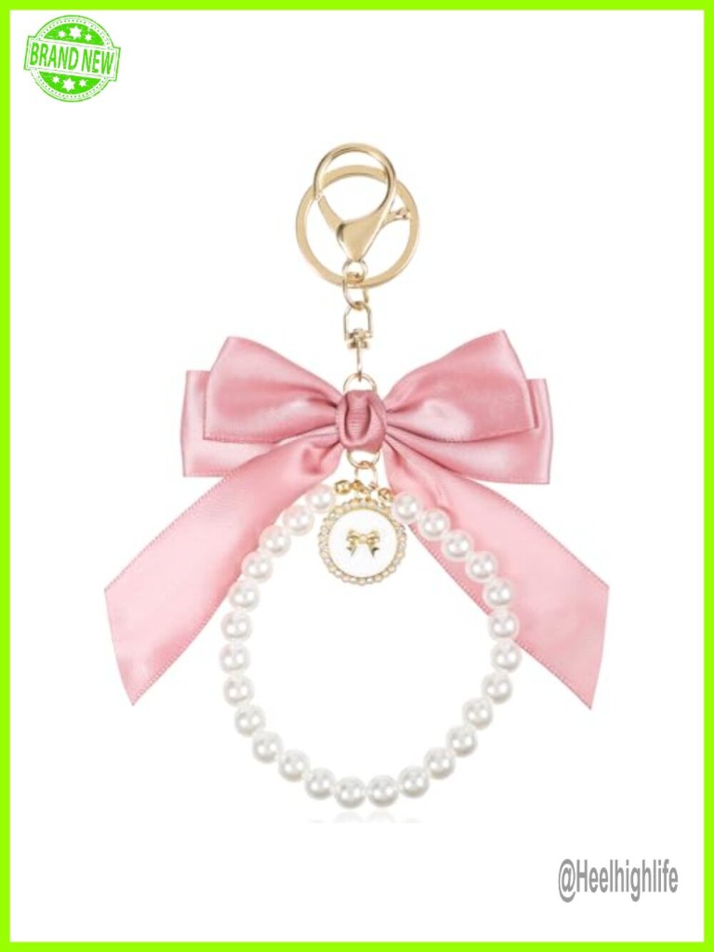 Pink Bow Keychain Purse Charm for Keys, Bag, Backpack, Women's Gift